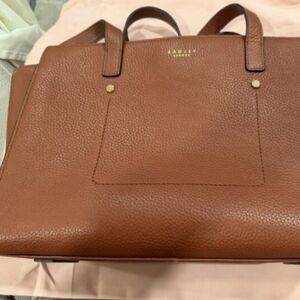 Radley London Caramel Brown Leather Tote Bag EUC With Dustbag